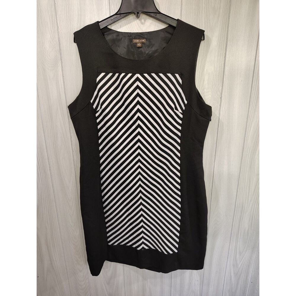 Voir Voir Women Sleeveless Chevron Pattern Dress Career Office Size 16 Boss Lady